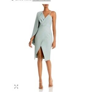 Lavis Alice Women Size 10 Asymmetric Cape Overlay Pleated Dress  128P